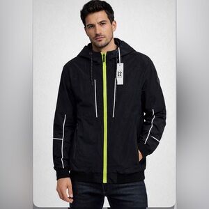 🔥 SOBK Straight Outta Brooklyn Black Jacket Neon Green Zip Reflective Accents 🔥